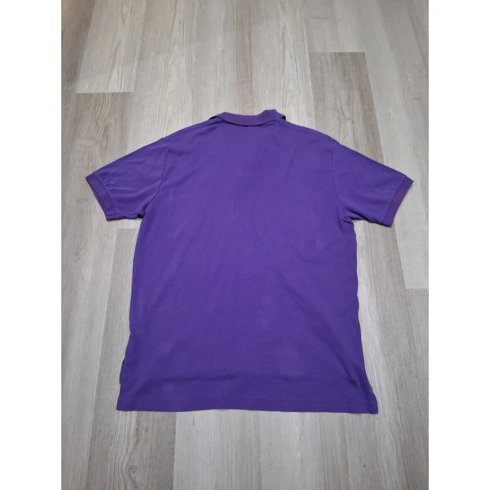 Polo Ralph Lauren Mens Purple Short Sleeve Pique Polo Shirt Yellow Pony Large
